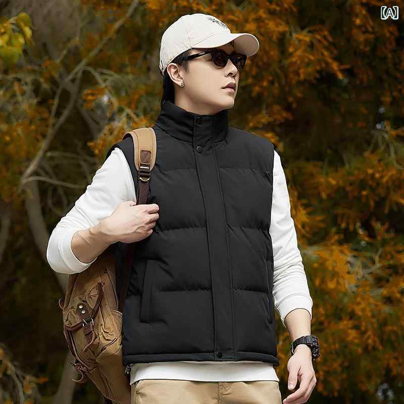 ベスト メンズ 中綿 ポリエステル 秋冬 暖かい 防寒 おしゃれ かっこいい スリム ジレ 男性用 通勤 ビジネス カジュアル 普段使い 若者向け