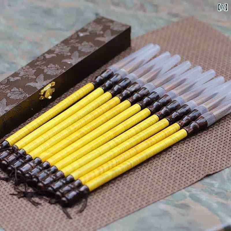 書道筆 大葉楠木 紅酸枝 狼毫 無垢材 水波模様 木工芸品 高級感 伝統 古典スタイル コレクション 鑑賞用 贈答品 プレゼント 記念品 ギフトボックス入り