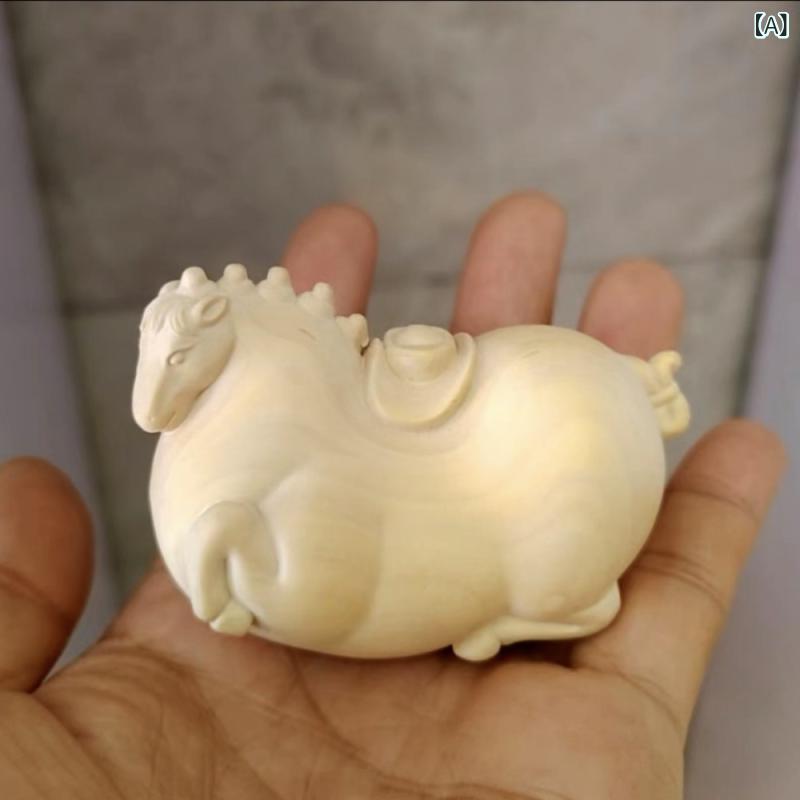 置物 ツゲ材 唐馬 ふっくら 丸み 無垢材 彫刻 手彫り 中華風 アジアンテイスト リビング インテリア 装飾品 ディスプレイ