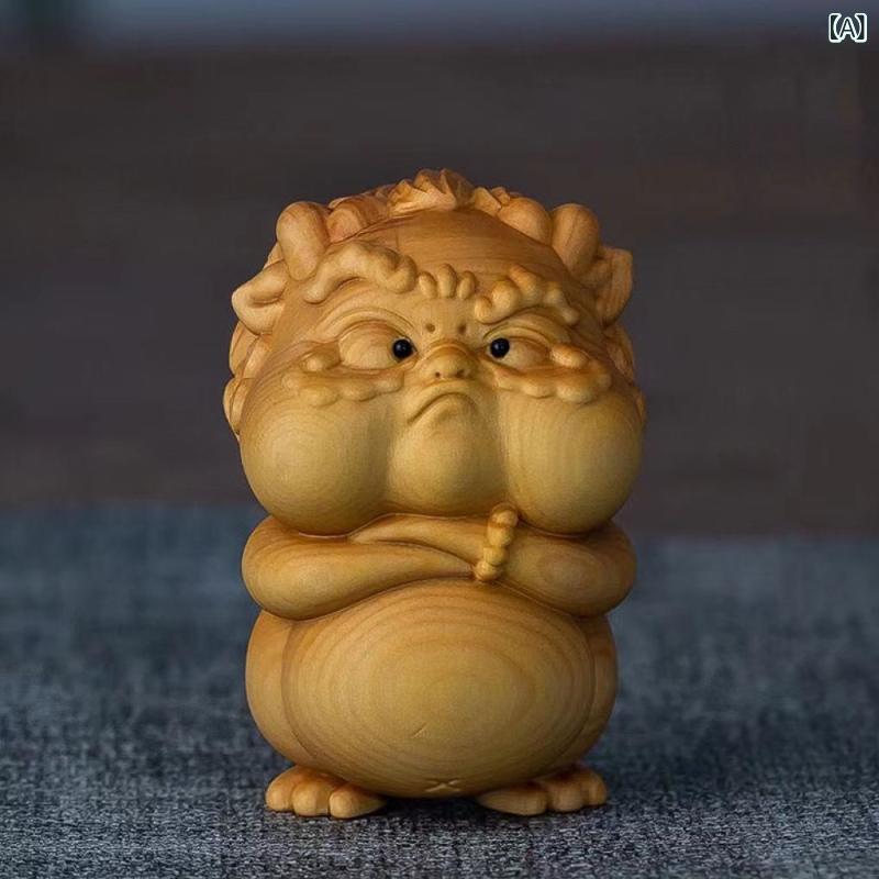 置物 中国 太行山 崖柏 天然木彫り 覇王天禄 瑞獣貔貅 神獣 オブジェ ミニチュア彫刻 金運招来 開運 所願成就 縁起物 風水 新中式 玄関 リビング インテリア 飾り
