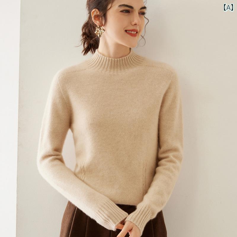 編み物 レディース 100% カシミール 秋冬 ラウンド首っ玉 ティーシャツ 朦々たる 長袖 ゆったり 生あたたかい 御前上等 御前上等感 通い 事務室 普段使い走り デイリー