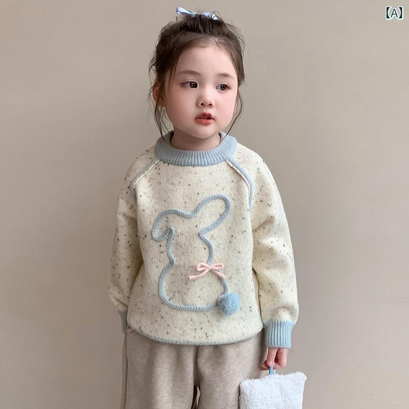 ニット 女の子 キッズ ベビー 秋冬 厚手 暖かい 防寒 韓国風 おしゃれ かわいい インナー 長袖 クルーネック アクリル 柔らかい肌触り 普段使い 通学 ルームウェア