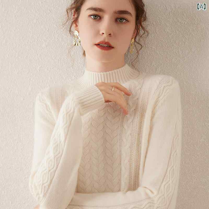 ニット レディース ケーブル編み ハイネック カシミヤ ゆったり プルオーバーセーター 長袖 秋冬 上品 きれいめ 通勤 オフィスウェア デイリーユース｜ラ・グラーヌ