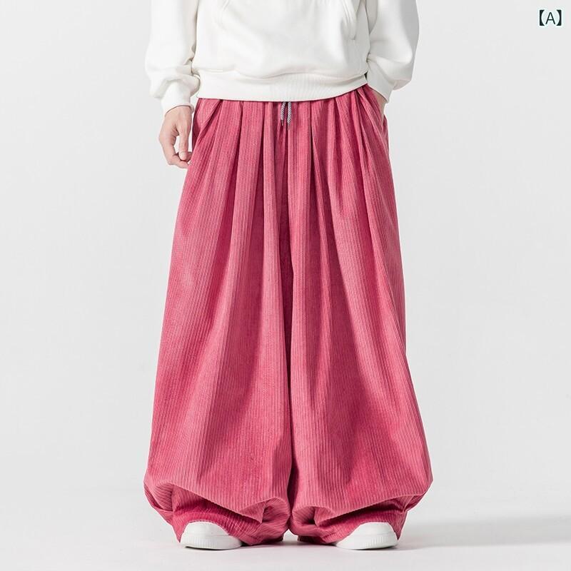 パンツ メンズ ユニセックス コーデュロイ ワイドストレート サルエル スウェットパンツ 秋冬 ゆったり ルーズ カジュアル 普段使い