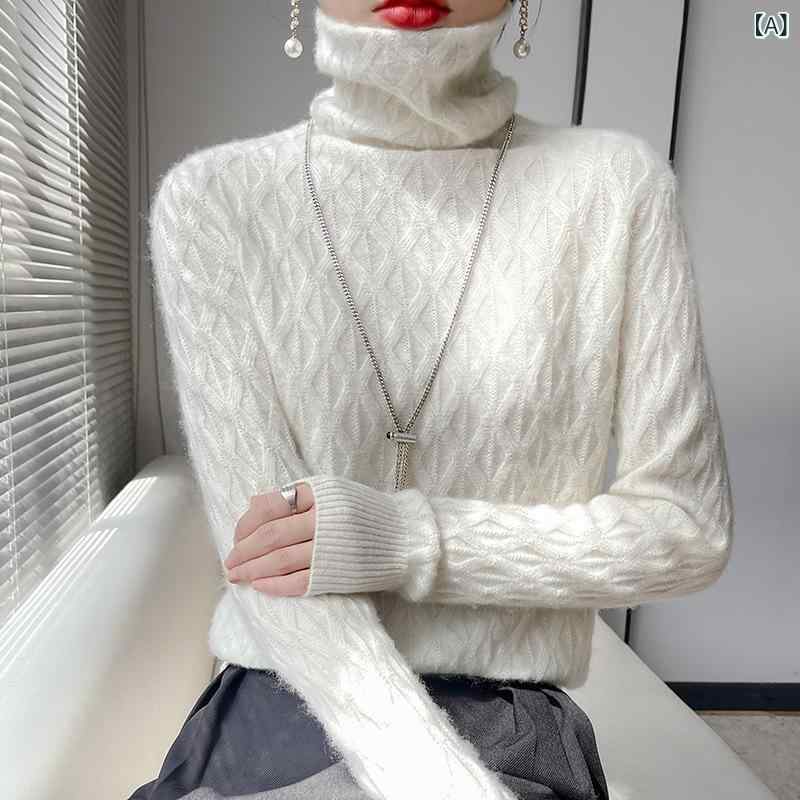 編み物 レディース 秋冬 カシミール混 ハイネック ティーシャツ 長袖 ゆったり 伸び伸びする填まる 通い 執務室 トップス 肌付き 花の冠yd 着回し 雅びやか 雅びやか 保温 あたたかい