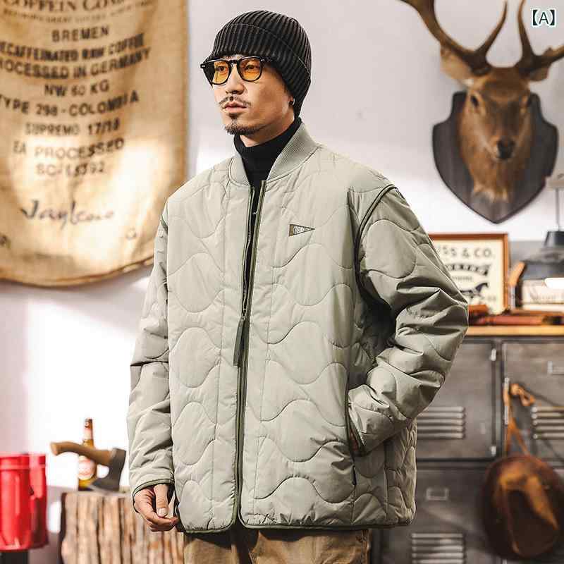 ジャケット メンズ アメリカンレトロ トレンド キルティング 中綿 ルーズフィット ゆったり スタンドカラー ショート丈 防寒 普段使い カジュアル ストリート コットン 秋冬
