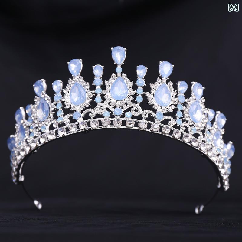 ティアラ レディース 欧米風 バロック プリンセス ドロップ型ジルコニア 花嫁 ウェディング ブライダル 結婚式 披露宴 二次会 お呼ばれ パーティー 誕生日 舞台 発表会 クラウン 髪飾り ヘッドアクセサリー 合金製 宝石装飾 シルバー ゴールド クリ
