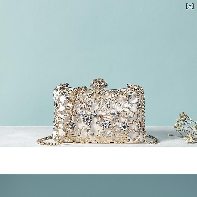 バッグ レディース パーティー クラッチ ショルダー 斜めがけ 2way ラインストーン チェーン ミニ スクエア 結婚式 二次会 フォーマル 上品 高見え ホワイト ブラック ピンク ゴールド