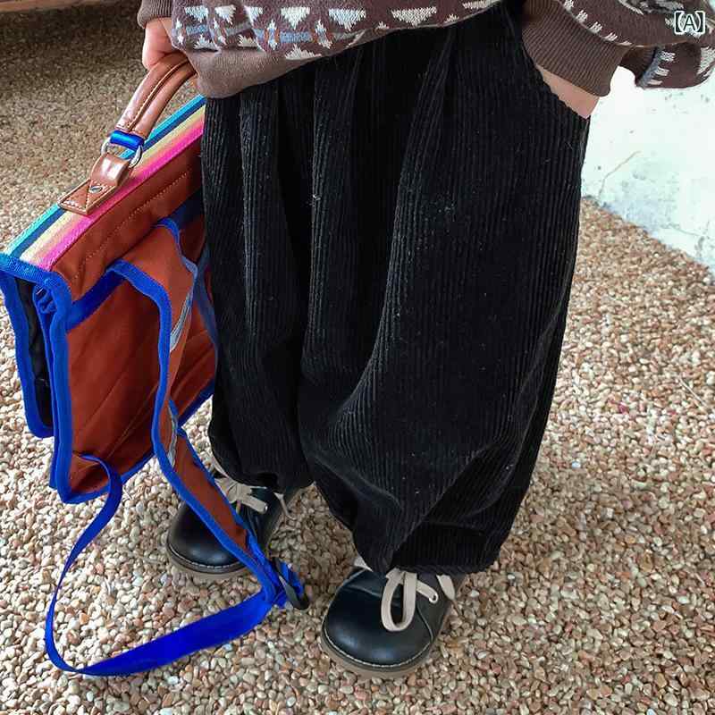 パンツ 子供服 キッズ ベビー 男の子 女の子 コーデュロイ ワイド 9分丈 クロップド 綿100% 無地 ハイウエスト ゆったり 柔らかい ナチュラル カジュアル シンプル 春秋 ルームウェア 普段着