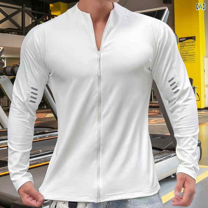 Tシャツ メンズ スポーツ フィットネス トレーニング バスケットボール ワークアウト ジップアップ 長袖 トップス 吸湿速乾 ゆったり ルーズフィット カジュアル ポリエステル
