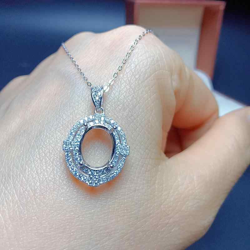 ペンダント レディース S925スターリングシルバー 空枠 石座 楕円形 8ミリ 10ミリ用 台座 プラチナメッキ ローズゴールドメッキ おしゃれ 上品 普段使い ジュエリー アクセサリー