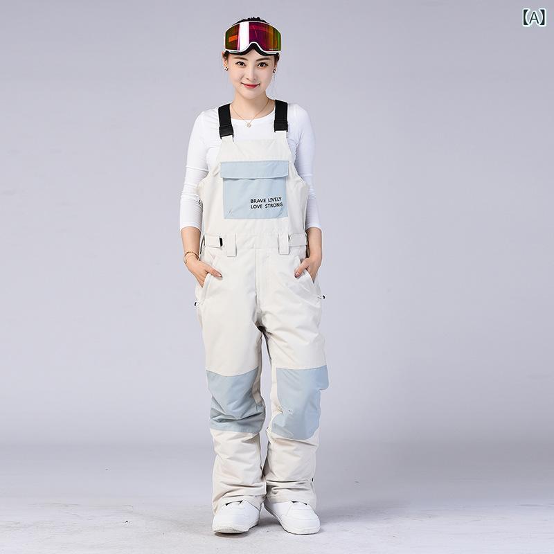 スキーの板御召しもの ユニ一発やる 男女兼用 ビブパンツ スノーボード 上っ張り 厚地の外套櫂 冬 防寒 保温 雨合羽 透湿 ポリエステル