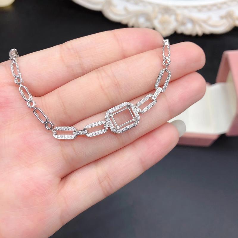 腕輪 レディース S925純銀 スターリングしろがね色 分かりやすい ミニマル 雅びやか 6粍8粍 矩形の石座 プラチナ サクラ色ゴールド 黄色ゴールド 3色合い 普段使い