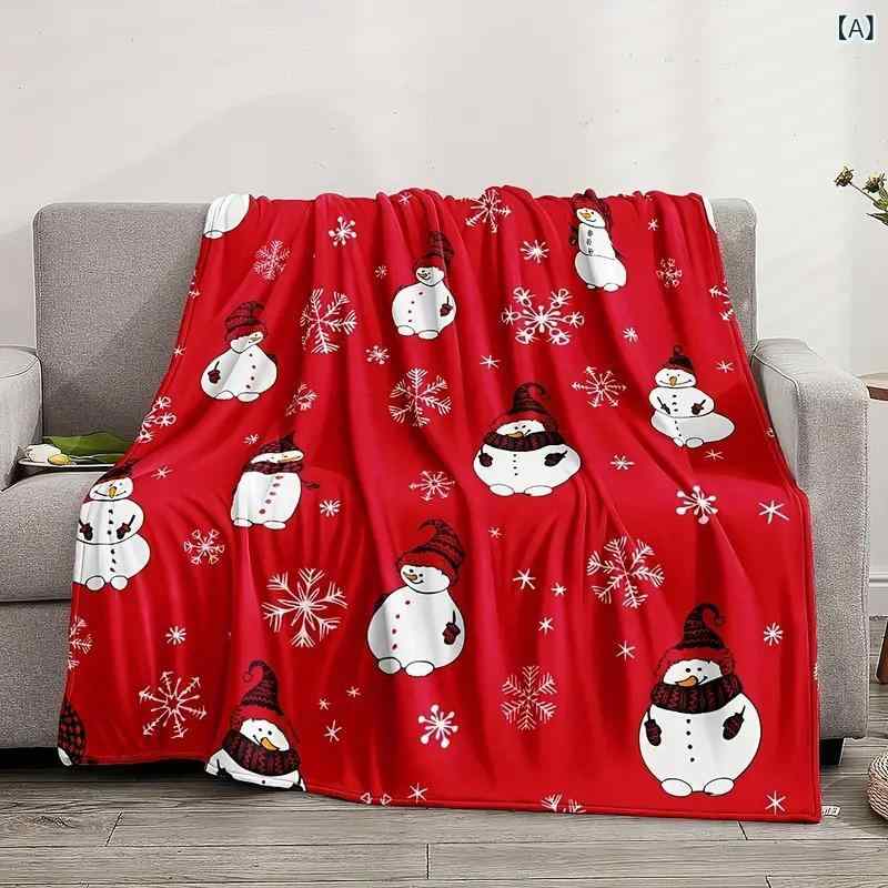 ブランケット クリスマス 雪だるま柄 雪の結晶デザイン フランネル素材 ポリエステル毛布 柔らか ふわふわ 優しい肌触り 暖かい あったか 軽量 お昼寝 仮眠 ソファ ベッド キャンプ オフィス アウトドア 旅行 リビング 普段使い 防寒