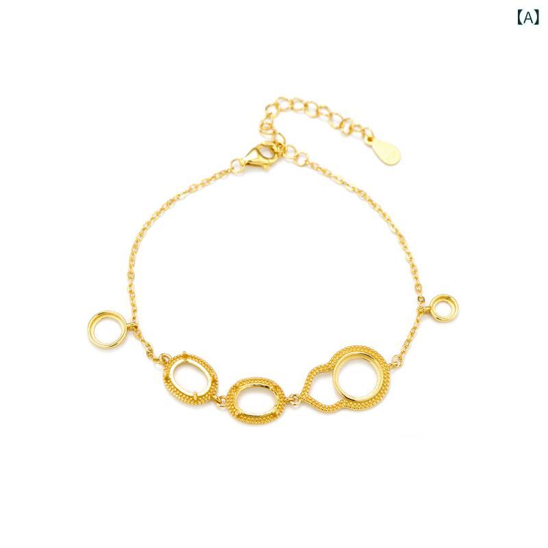 ブレスレット S925純銀 男女兼用 金メッキ ひょうたん型 爪留め 精巧 上品 高級感 普段使い デイリーユース 黄金カラー シンプル カジュアルスタイル 人気アイテム