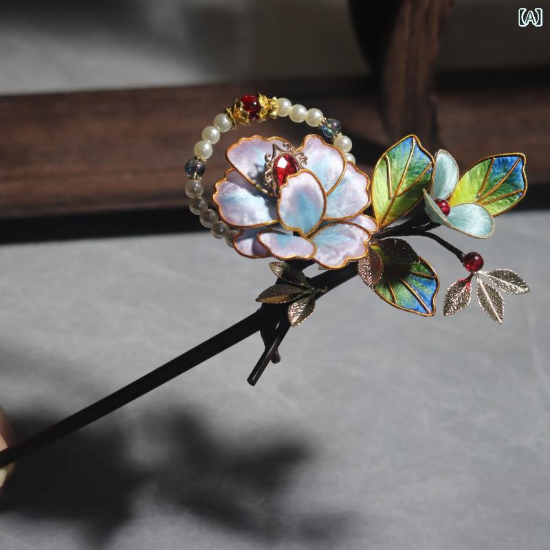 かんざし 髪飾り レディース 花嫁 ブライダル ウェディング 絨花 ベルベットフラワー 絹 竹製 模造翡翠風 新中華風 古風 レトロ 漢服 チャイナドレス 和装小物 成人式 卒業式 着物 浴衣