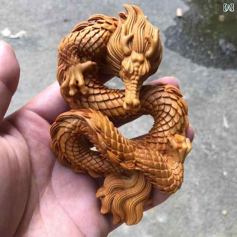 木彫り 飛龍 黄楊木 透かし彫り 龍 瑞獣 辰年 干支 置物 オブジェ 新中国風 縁起物 開運 インテリア ギフト 贈り物 高級感 飾り物