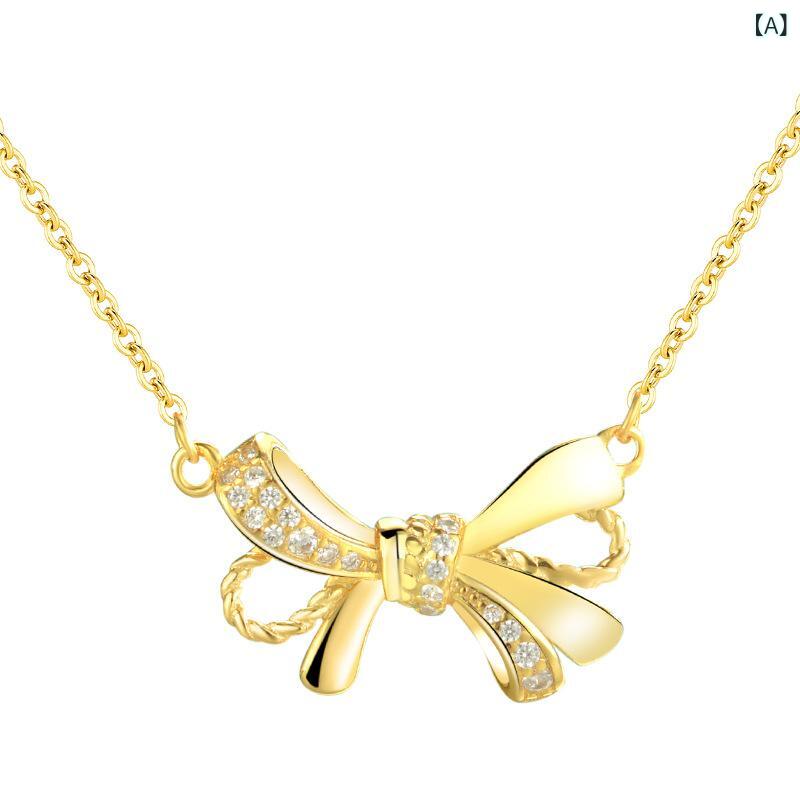 ネックレス レディース 女性用 925シルバー ジルコニア 結びモチーフ ハート レトロ ペンダント ロングネックレス ゴールド 電気メッキ加工 高級感 普段使い カジュアル 通勤