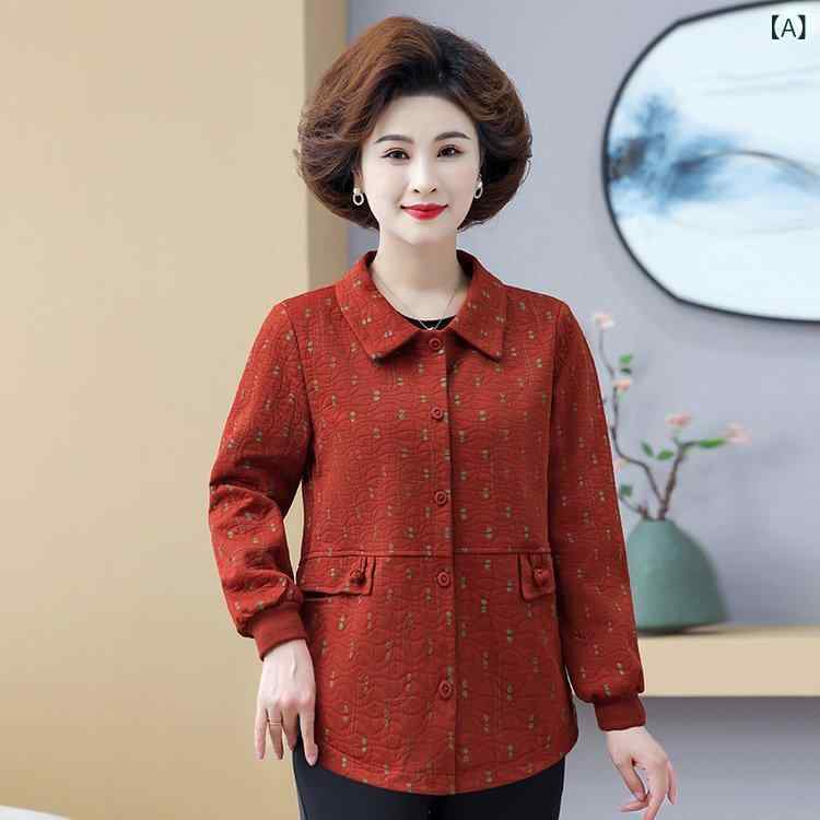 ジャケット ミセス 中高年女性用 春秋 おしゃれ 上品 カジュアル きれいめ アウター ジャンパー ブルゾン 普段使い お出かけ オレンジ系 ブラウン系