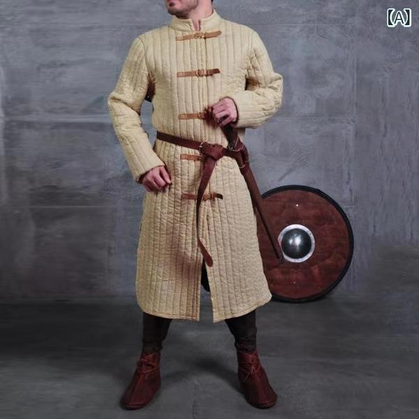 ジャケット メンズ 中世 レトロ スチームパンク 衣装 コスプレ 仮装 ハロウィン イベント ユニフォーム ダブルブレスト 厚手 スタンドカラー 綿混 ルーズシルエット ベルトなし 冬物 カーキ ブラック グレー ブルー