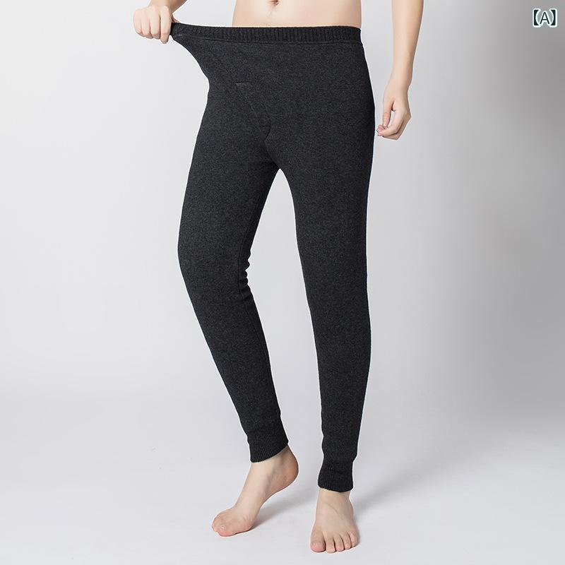 インナーパンツ メンズ 男性用 カシミヤ 防寒 保温 発熱 極厚 裏起毛 ハイウエスト 腰膝保護 抗菌 静電気防止 長ズボン レギンス あったか タイツ 中年 秋冬｜ラ・グラーヌ