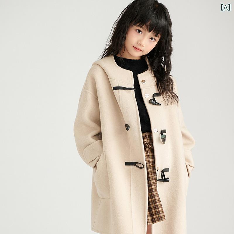 コート キッズ 女の子 男の子 子供 ウール ダブルフェイス メルトン素材 ミドル丈 アウター 秋冬 普段使い お出かけ テーラードカラー シングルボタン 上品 かわいい ベージュ レッド ブラック