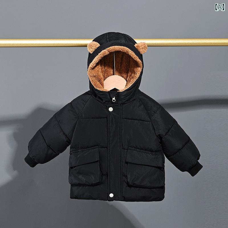 キッズ 男の子 女の子 ベビー ユニセックス 中綿ジャケット 厚手 裏ボア スタンドカラー ジップアップ コート アウター 冬 防寒