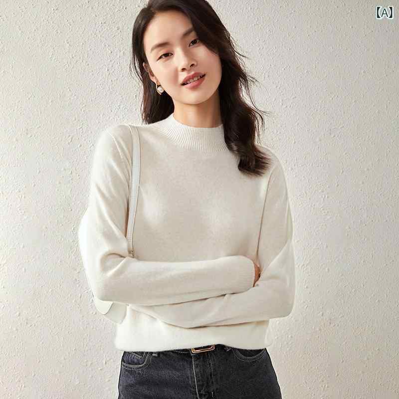 セーター レディース ハイネック カシミヤ混 ウール混 無地 シームレス なめらか 長袖 プルオーバー 上品 ベーシック 定番 オフィス 通勤 カジュアル