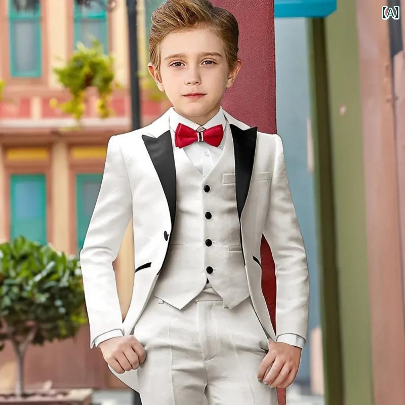 スーツ 男の子 フォーマル 礼服 スリーピース セットアップ ジャケット ベスト スラックス 発表会 演奏会 結婚式 卒業式 入学式 司会 フラワーボーイ 上質 高級感 おしゃれ 英国風