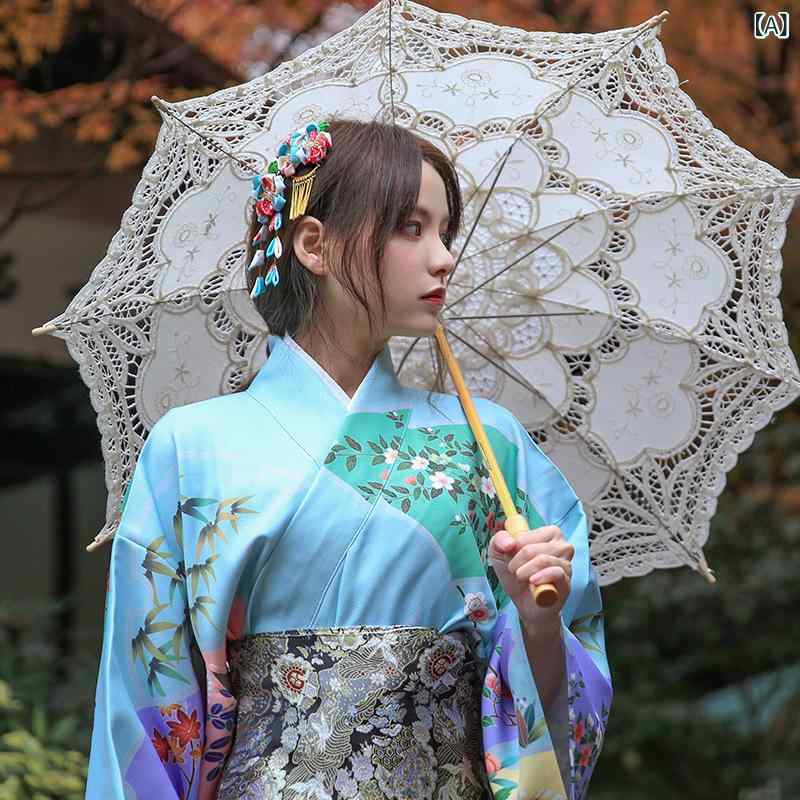 和服 レディース 和風 改良 簡易着用 着付け簡単 訪問着 フォーマル イベント 式典 卒業式 入学式 記念写真 ロケーション撮影用 本格的 上質 ポリエステル レイクブルー