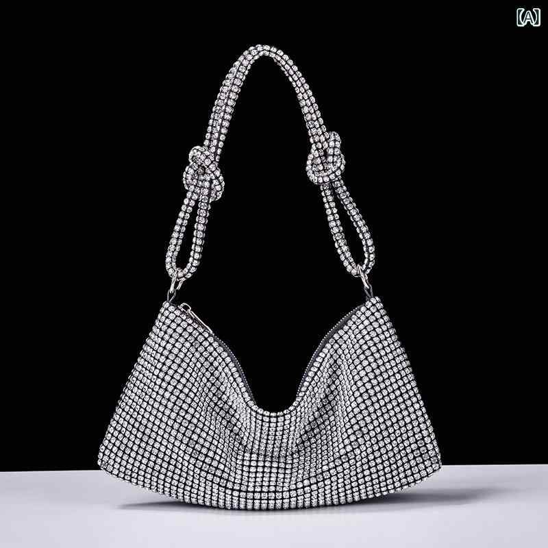 バッグ レディース 女性用 パーティーバッグ イブニングバッグ 総ラインストーン 脇下バッグ 結び目 ノット ハンドメイド 結婚式 二次会 フォーマル お呼ばれ 謝恩会 エレガント キラキラ 上品