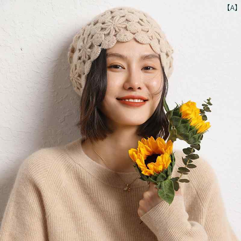 ニット帽 レディース 女性用 カシミヤ 秋冬 暖かい ソフトタッチ シンプル 無地 クロシェ透かし模様 二重構造 防寒 保温 エレガント カジュアル デイリーユース 6,604円