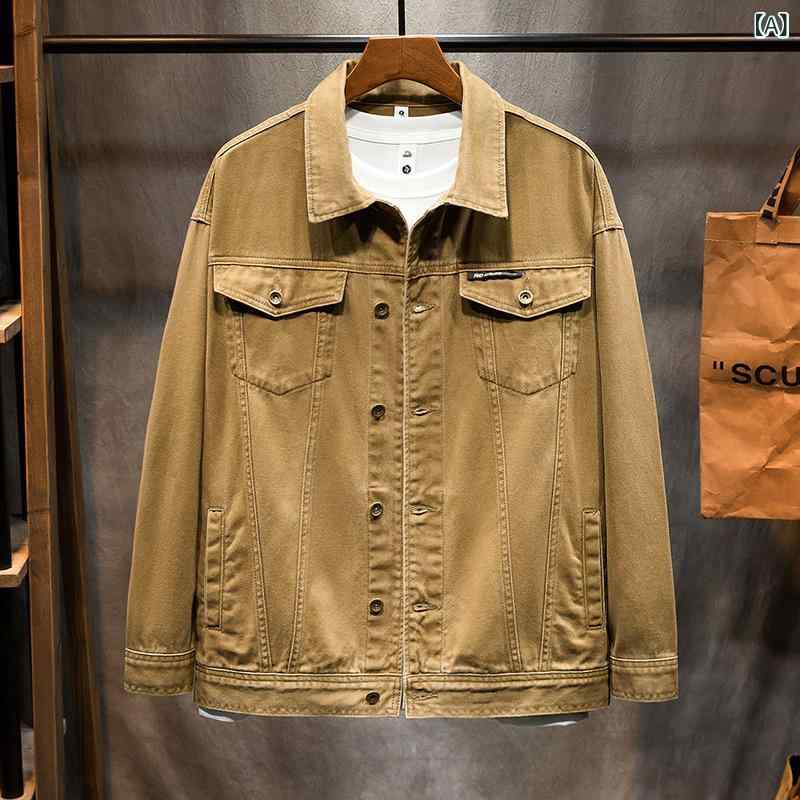 デニムジャケット メンズ 秋冬 大きいサイズ ゆったり ビッグサイズ 耐久性 綿 コットン ストリート ヒップホップ カジュアル 普段使い デイリーユース 襟付き 長袖 アウター