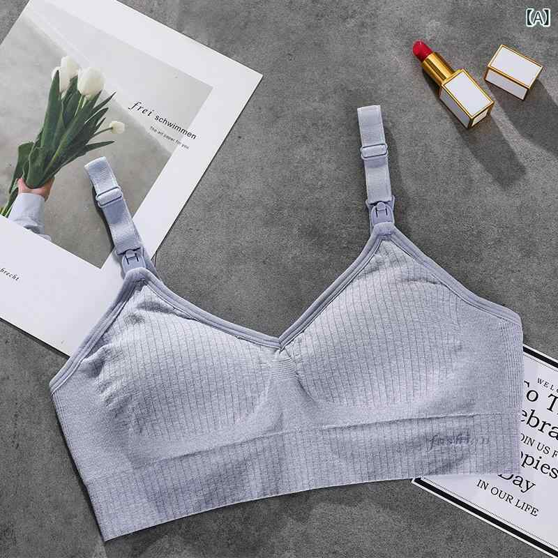 ブラジャー マタニティ 授乳用 前開き フロントオープン ノンワイヤー 薄手カップ パッドポケット 固定ストラップ 4段ホック ナイロン ポリエステル 普段使い デイリーユース