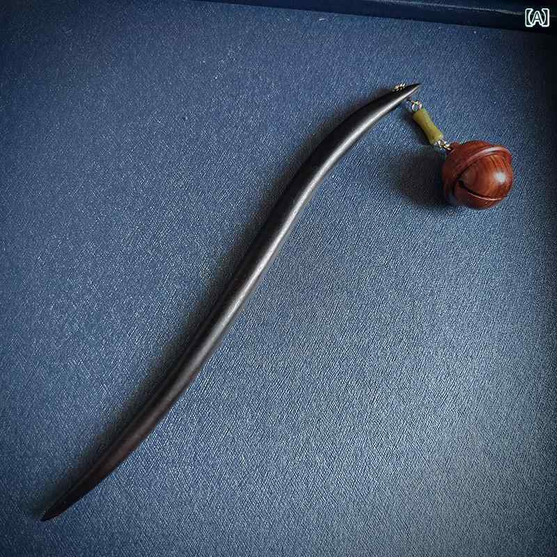 かんざし 黒檀 木製 相思豆 鈴 タッセル レトロ アンティーク シンプル ハンドメイド 髪飾り ヘアアクセサリー 和装 浴衣 アップスタイル