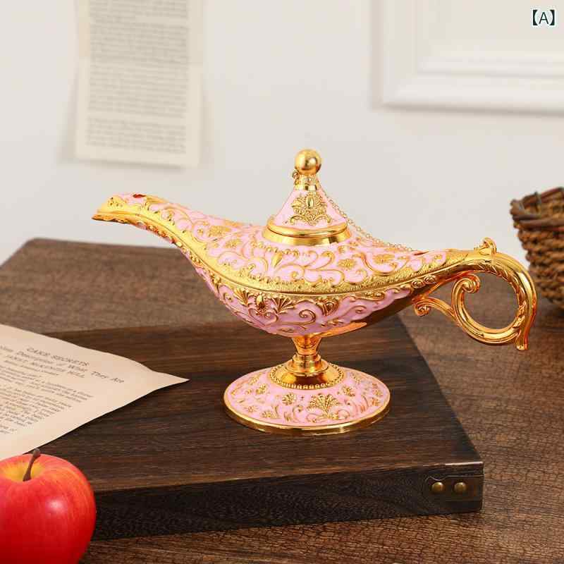 置物 アラジン 魔法のアイテム 高級感 精巧な ユニークデザイン 亜鉛合金製 金属工芸品 インテリア装飾 リビング 書斎 デスクオブジェ