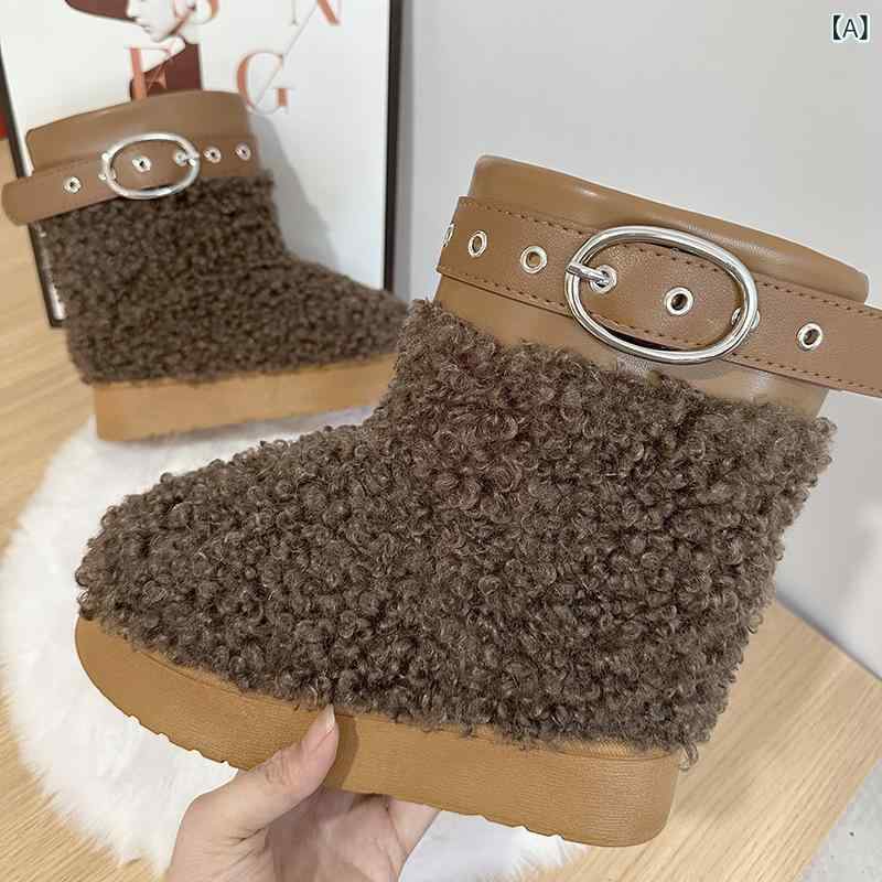 ブーツ レディース 厚底 真っただ中丈 裏ボア シープボア 羊肉 スノーブーツ 保温 防寒 防滑 心地好い 韓国風 普段使い走り 冬 日用品雑貨・文房具・手芸-その他