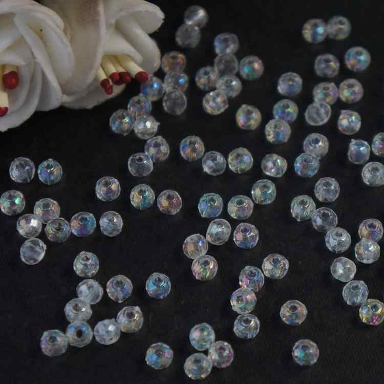 ビーズ アクリル 透明 ABカラー 4mm 車輪 ソロバン フラット 多面カット プラスチック製 手芸 ハンドメイド DIY アクセサリーパーツ 素材