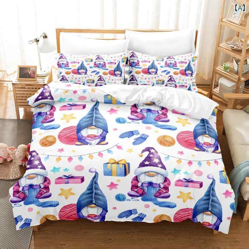 布団カバー クリスマス柄 ニット調 立体プリント ポリエステル製 冬用 おしゃれ かわいい プレゼント 寝具セット
