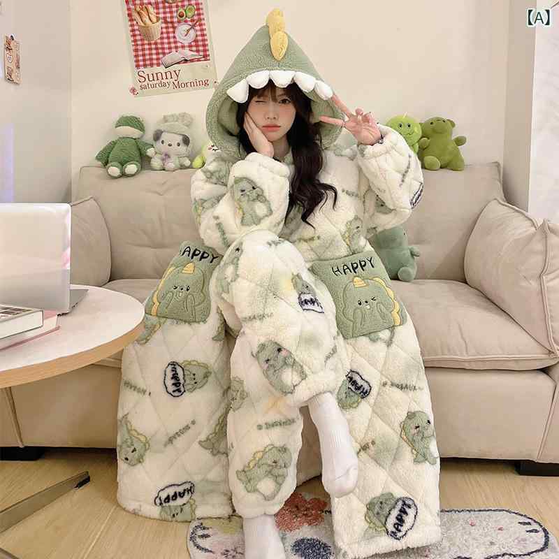 お部屋お召しもの レディース 恐竜柄 サンゴフリース パジャマ 衣装 セットアップ 秋冬 お部屋着 裏起毛 綿ネル 朦々たる 保温 生あたたかい ふわふわ もこもこ 愛くるしげ 好いたらしい