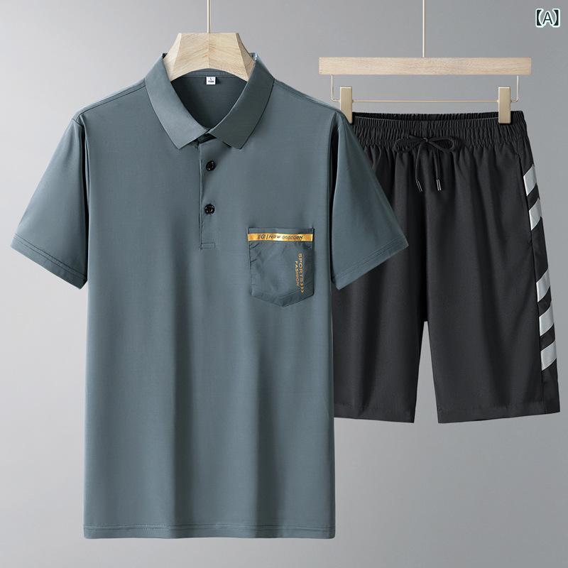 セットアップ メンズ シニア お父さん 半袖Tシャツ ショートパンツ スポーツ カジュアル 麻混紡 薄手 普段使い 部屋着 春夏
