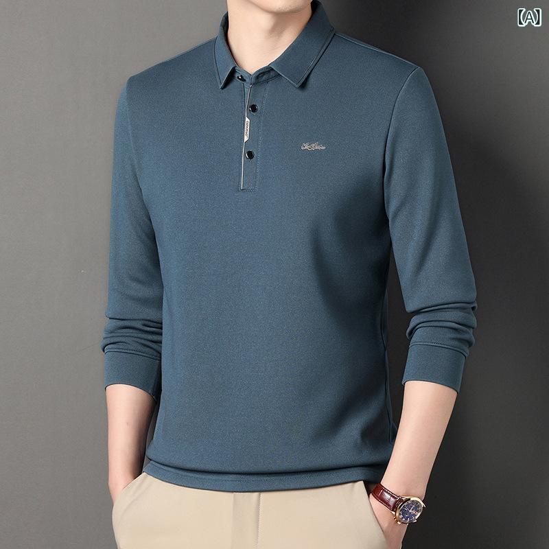 Tシャツ メンズ 長袖 秋冬 ビジネスカジュアル 上品 高級感 万能 ポケット 免アイロン シルク 通気性 防シワ 吸湿速乾 トップス