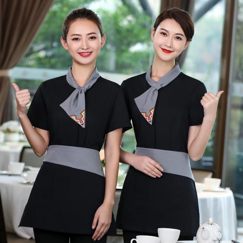 ユニフォーム 男女兼用 半袖 トップス ホテル レストラン 飲食店 サービス業 接客 夏 吸湿速乾 綿混 ポリエステル素材
