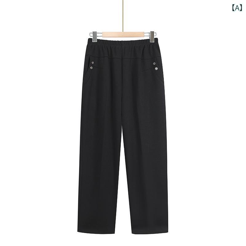 パンツ レディース ミセス シニア 春夏 ロング丈 ストレッチ 伸縮性 ゆったり リラックスフィット ウエストゴム ハイウエスト ポリエステル素材