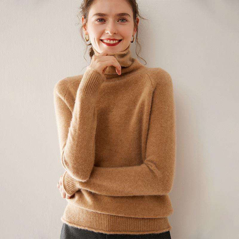 編み物 レディース 秋冬 カシミール混 朦々たる ハイネック ティーシャツ スウェーター か細い相応う 細押し出し成り行き 肋筋編み 着回しトップス 保温性 ボトルネック デイリー青少年