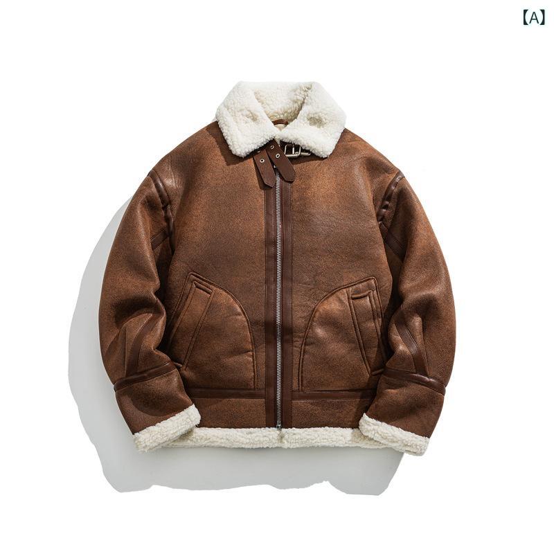 ジャケット メンズ 冬 裏ボア フェイクムートン 厚手 保温 防寒 PUレザー レザージャケット アウター ジップアップ カジュアル カーキ ブラック