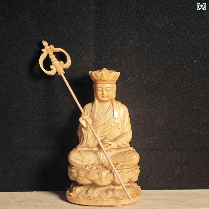 置物 仏像 太行崖柏木 地蔵王菩薩 諦聴騎乗 無垢材彫刻 手彫り 木彫り 卓上飾り デスクトップ インテリア オブジェ 細密彫刻 新中式スタイル 開運 縁起物 プレゼント ギフト