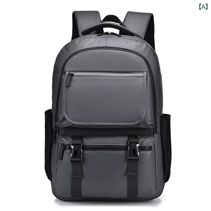 リュック メンズ バックパック 男性用 PCバッグ 15インチ対応 多機能 ビジネス 通勤 通学 出張 オフィス 大容量 シンプル スタイリッシュ ナイロン 撥水 通気性 ブラック グレー ブルー