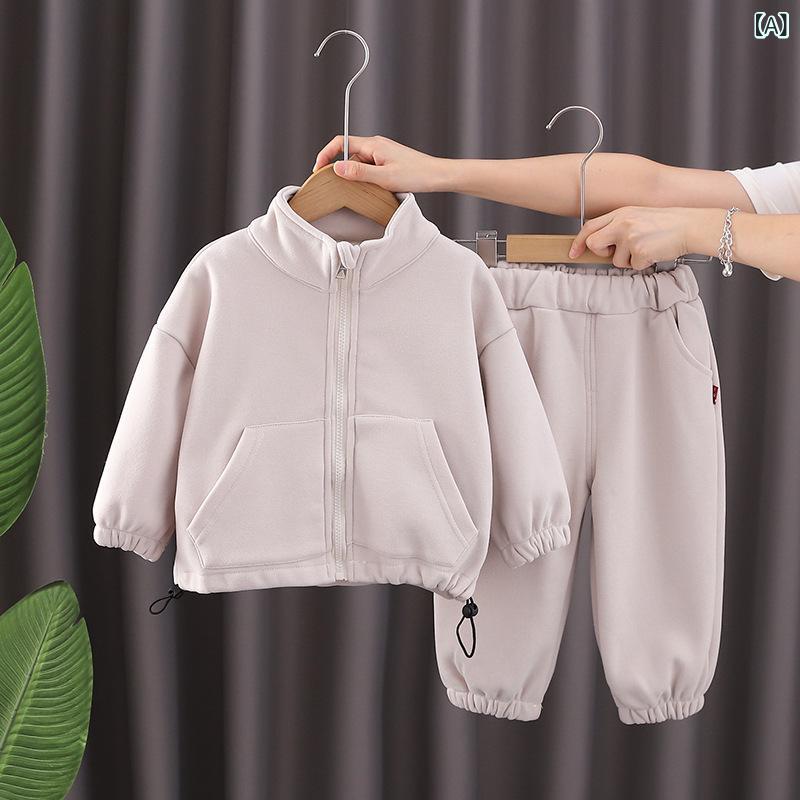 セットアップ 男の子 キッズ 裏起毛 秋冬 長袖 厚手 綿 コットン 幼児服 カジュアル 普段使い 部屋着 肌触り快適 ジップアップ 長ズボン