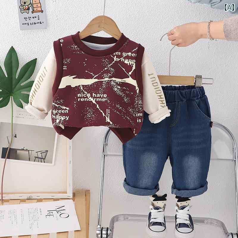 キッズウェア ベビー 男の子 女の子 春夏 韓国風ファッション 総柄 ロゴプリント 長袖トップス ロングパンツ ツーピース セットアップ コットン カジュアル 普段使い 部屋着